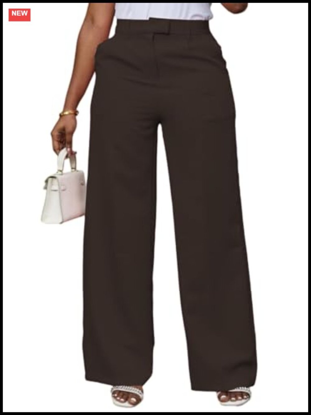 High Waisted Wide Leg Dress Pants Women Business Work Slacks with Pockets
